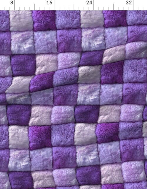 Large Violet Faux Fur Patchwork Fabric - Luxurious Plush Texture