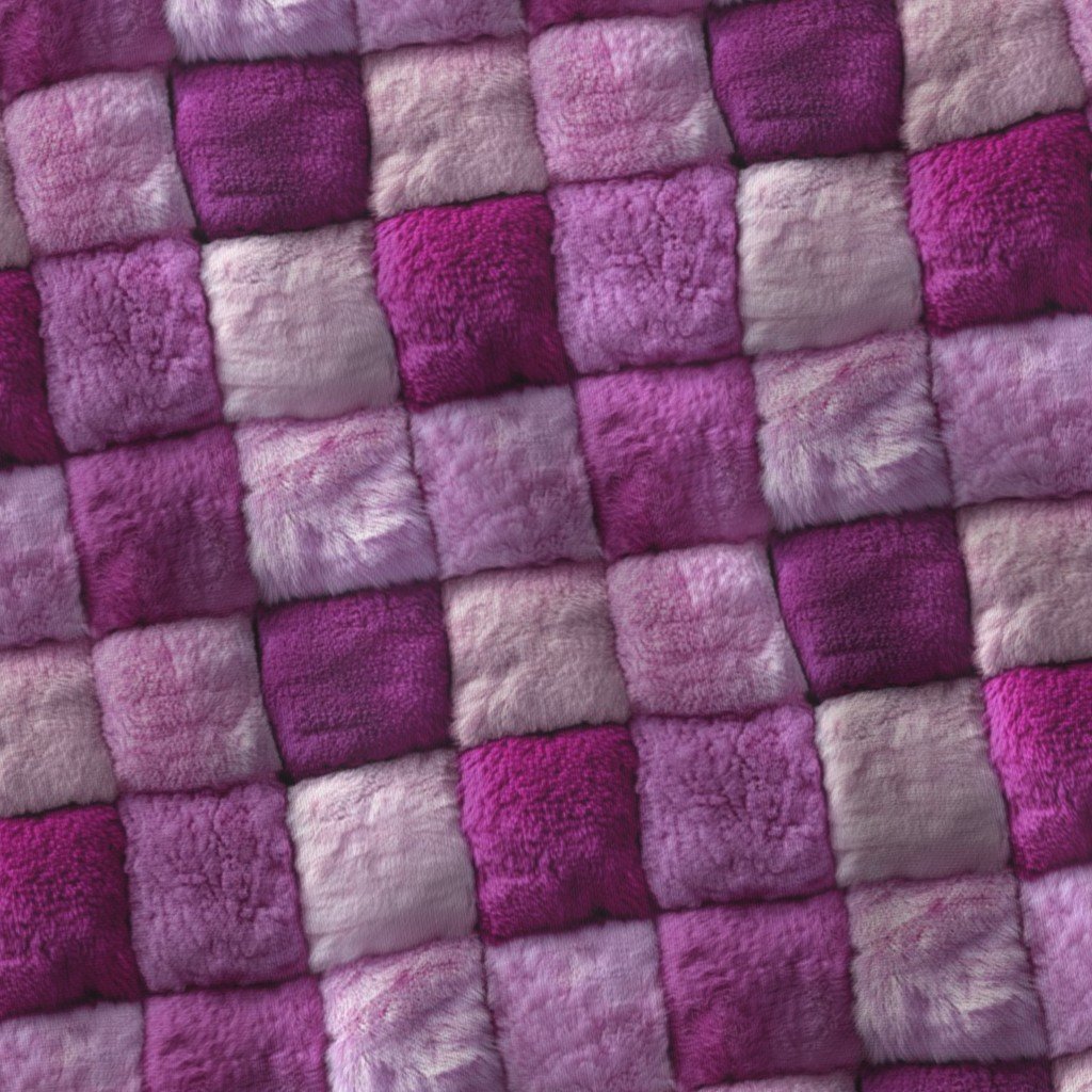 Small Magenta Pink Faux Fur Patchwork Fabric – Luxurious Plush Texture