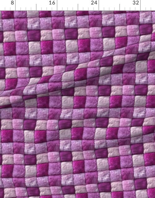 Small Magenta Pink Faux Fur Patchwork Fabric - Luxurious Plush Texture