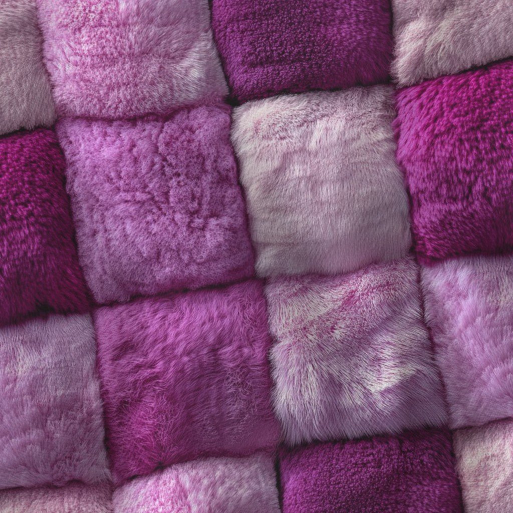 Large Magenta Pink Faux Fur Patchwork Fabric – Luxurious Plush Texture