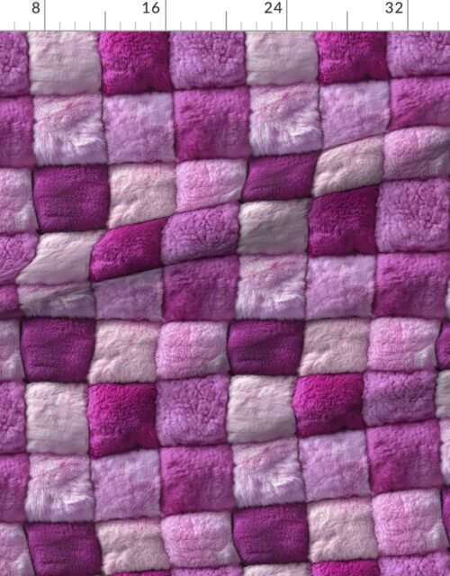 Large Magenta Pink Faux Fur Patchwork Fabric - Luxurious Plush Texture