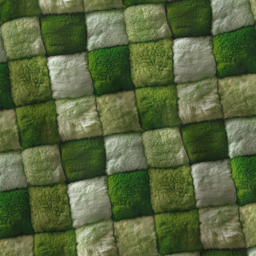 Small Lime and Sage Faux Fur Patchwork Fabric – Luxurious Plush Texture