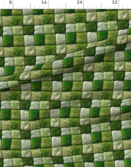 Small Lime and Sage Faux Fur Patchwork Fabric - Luxurious Plush Texture