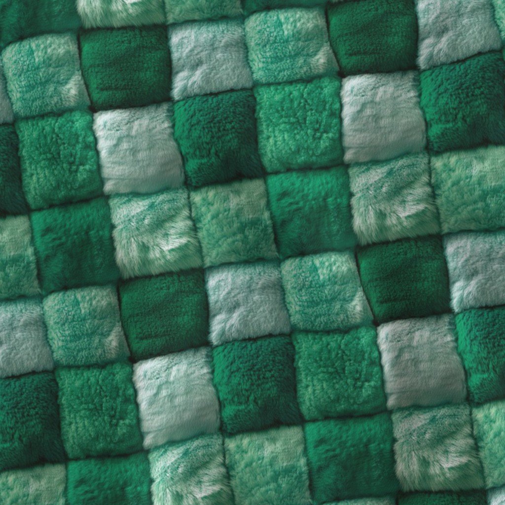 Small Jade and Seafoam Faux Fur Patchwork Fabric – Luxurious Plush Texture