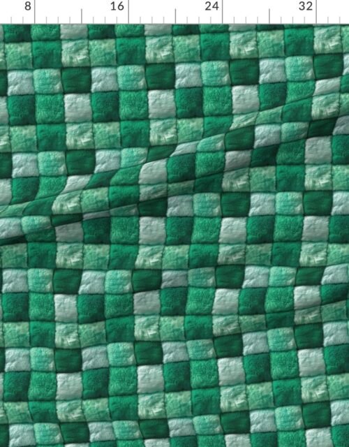 Small Jade and Seafoam Faux Fur Patchwork Fabric - Luxurious Plush Texture