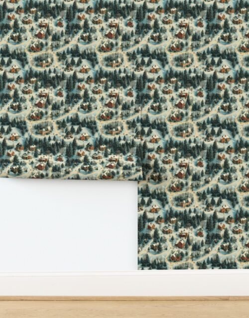 Whimsical Watercolor Christmas Village Wallpaper