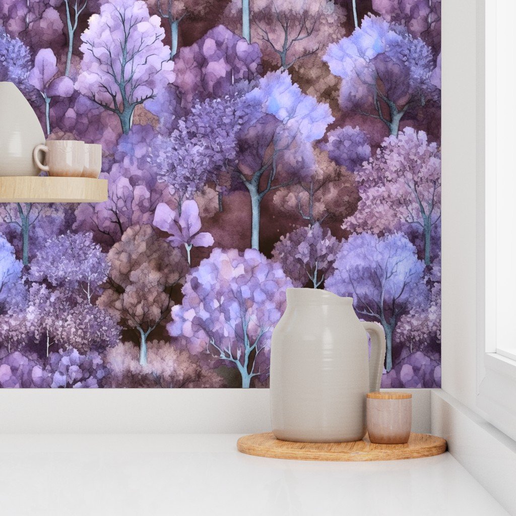 Endless Forest Watercolor – Lavender Haze Wallpaper