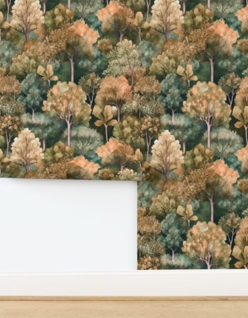 Endless Forest Watercolor - Golden Autumn Wallpaper