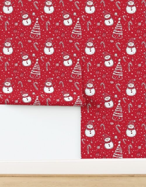 Red and White Christmas Doodles Wallpaper