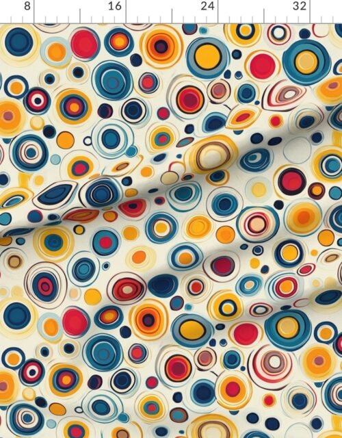 Retro Abstract Circles with Blue and Yellow on Light Background