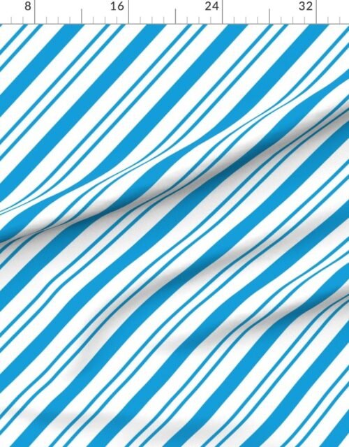 Classic Blue Diagonal Christmas Candy Stripes