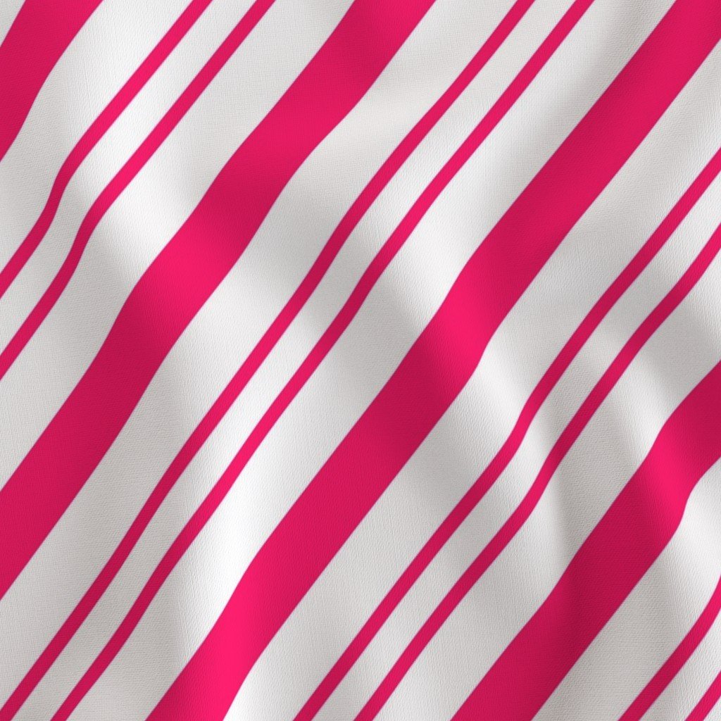 Classic Bright Pink Diagonal Christmas Candy Stripes on White Background