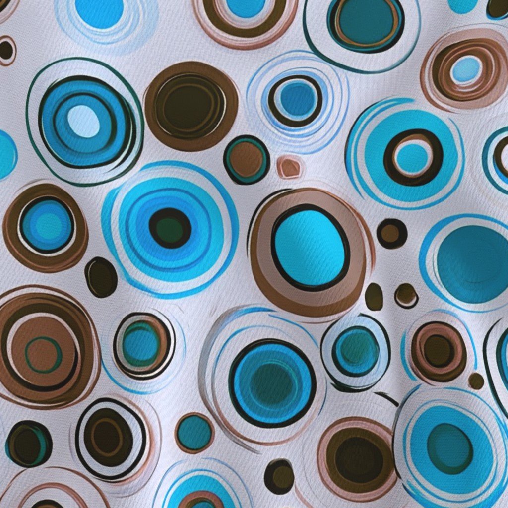 Retro Abstract Circles with Blue and Brown on Light Background
