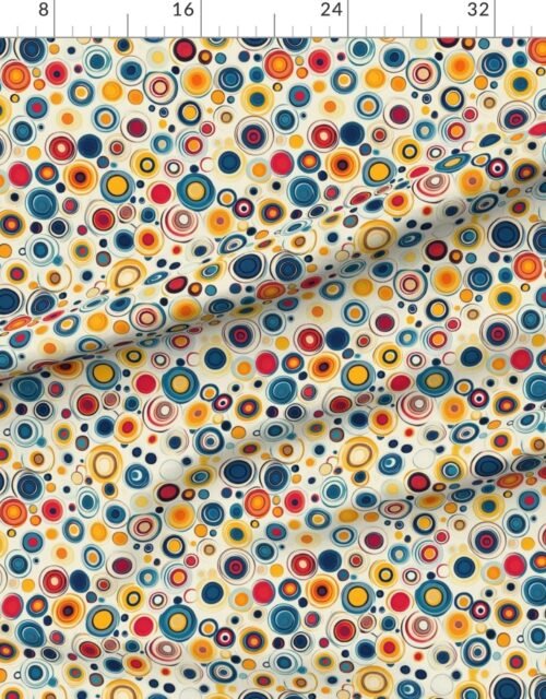 Small Retro Abstract Circles with Blue and Yellow on Light Background