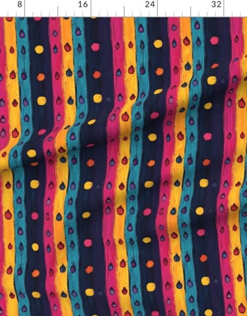Dashiki Fusion Colorful Brushstrokes with Dots Yellow Teal and Pink