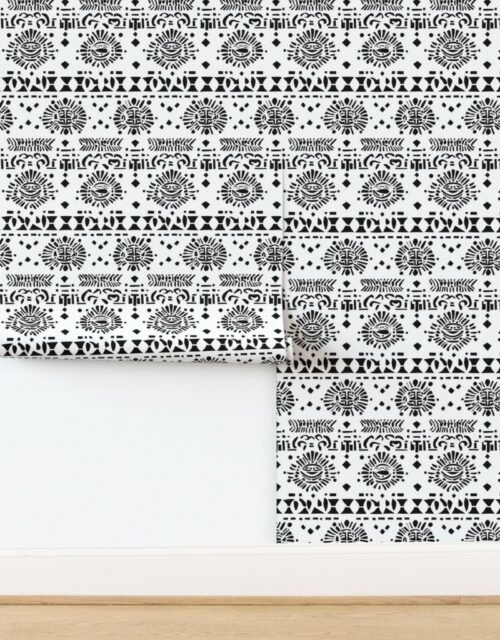 Dashiki Fusion Monochrome Tribal Motifs and Circles Wallpaper