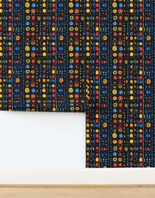 Dashiki Fusion Colorful Dots and Circles Yellow Red and Blue Wallpaper