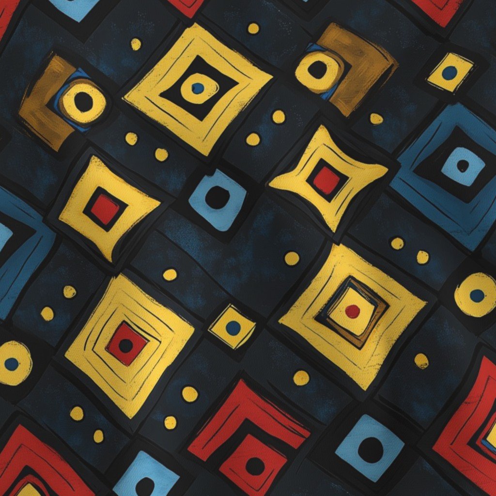 Dashiki Fusion Geometric Diamonds Yellow Red and Blue