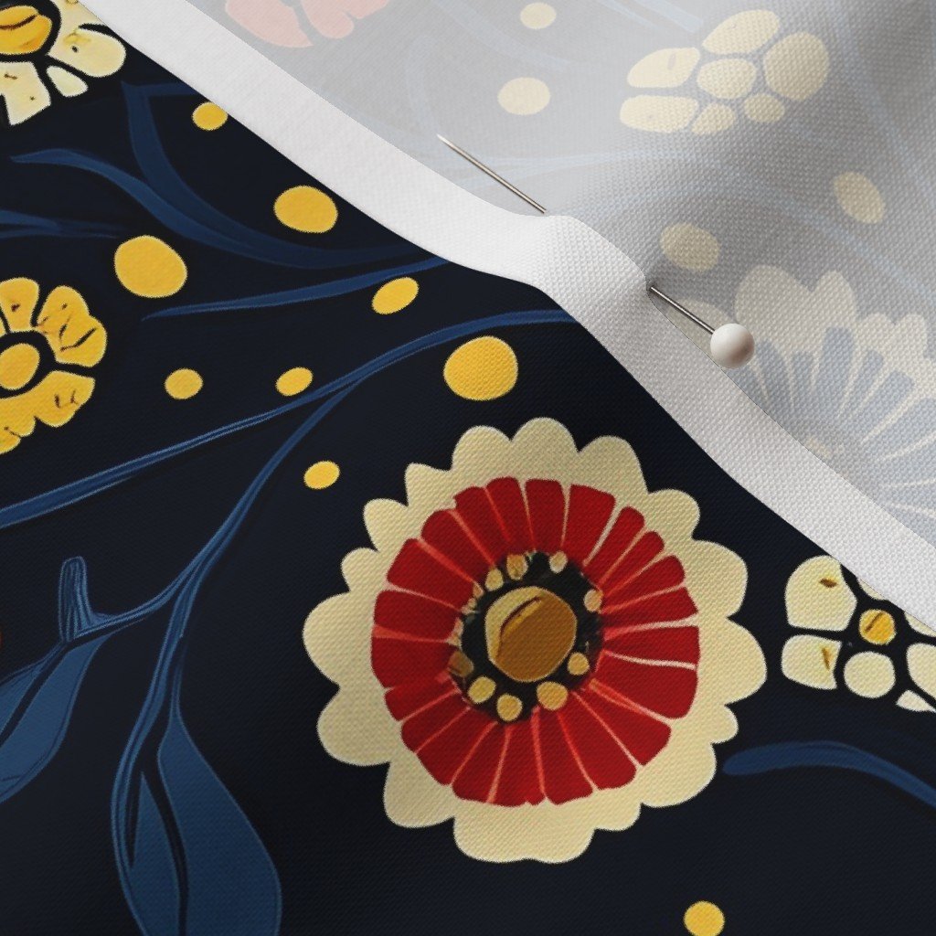 Fabric in Dashiki Fusion Floral Blooms Yellow Red and Blue on Dark Background Fabric Fabric in Dashiki Fusion Floral Blooms Yellow Red and Blue on Dark Background Fabric - Image 3