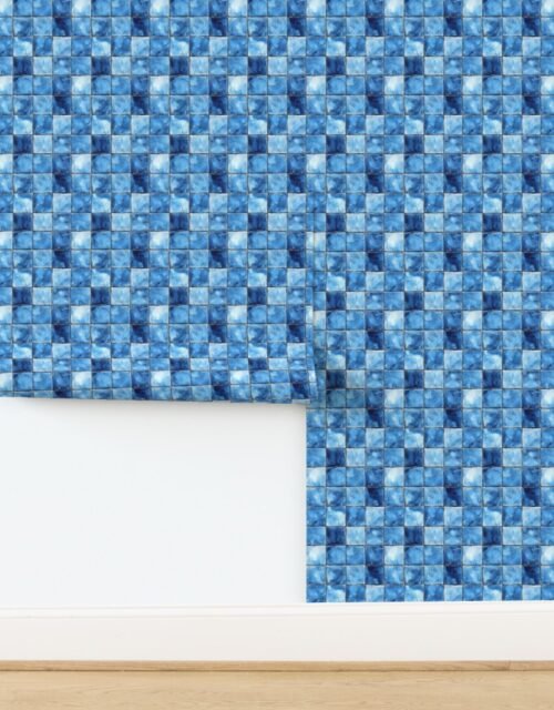 2 inch Blue Mosaic Tiles with Watercolor Effect for Pool or Bathroom Wallpaper