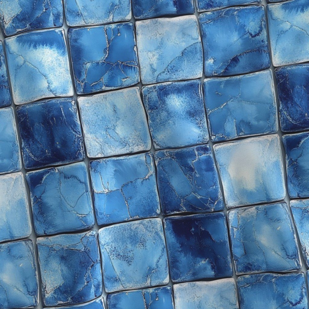 3 inch Blue Mosaic Tiles with Watercolor Effect for Pool or Bathroom