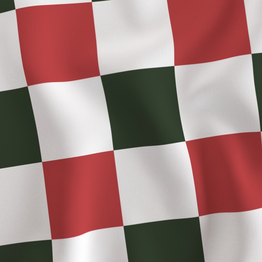 4 inch Vintage Cranberry and Green Christmas Checkered Pattern