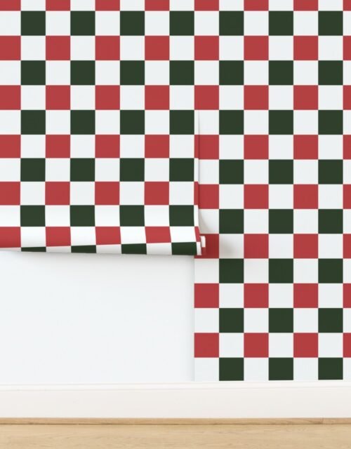 4 inch Vintage Cranberry and Green Christmas Checkered Pattern Wallpaper