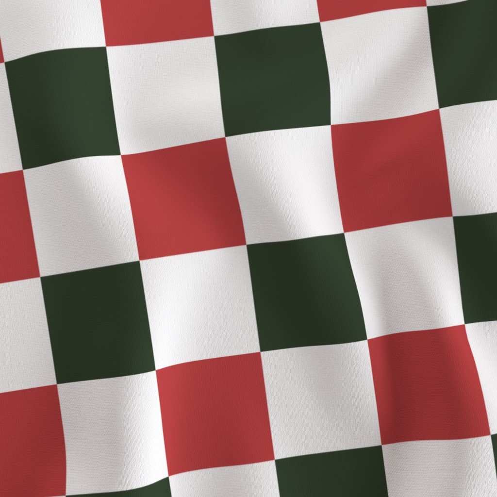 3 inch Vintage Cranberry and Green Christmas Checkered Pattern