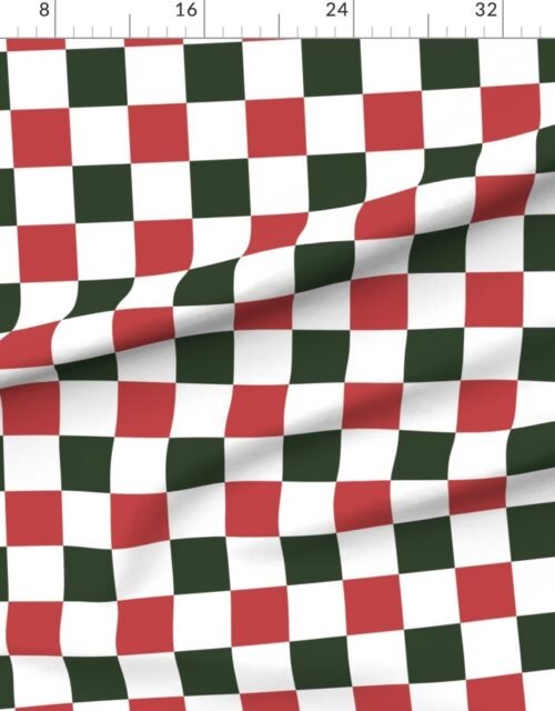 3 inch Vintage Cranberry and Green Christmas Checkered Pattern
