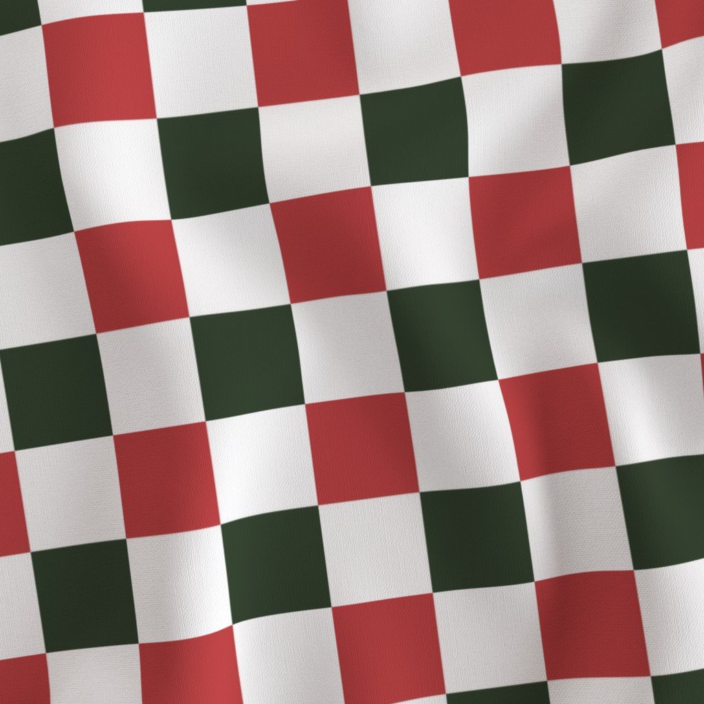 2 inch Vintage Cranberry and Green Christmas Checkered Pattern