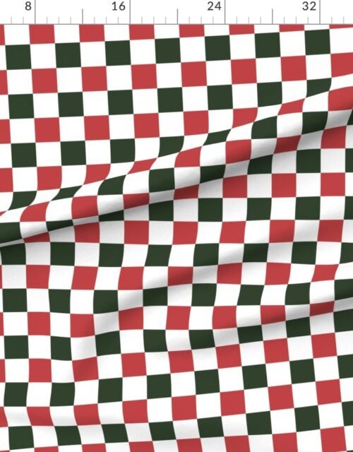 2 inch Vintage Cranberry and Green Christmas Checkered Pattern