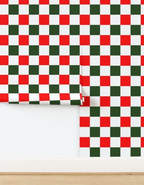 4 inch Bold Red and Green Christmas Checkered Pattern Wallpaper
