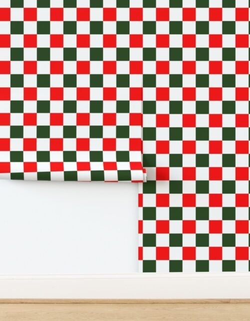 3 inch Bold Red and Green Christmas Checkered Pattern Wallpaper