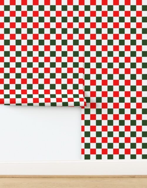 2 inch Bold Red and Green Christmas Checkered Pattern Wallpaper