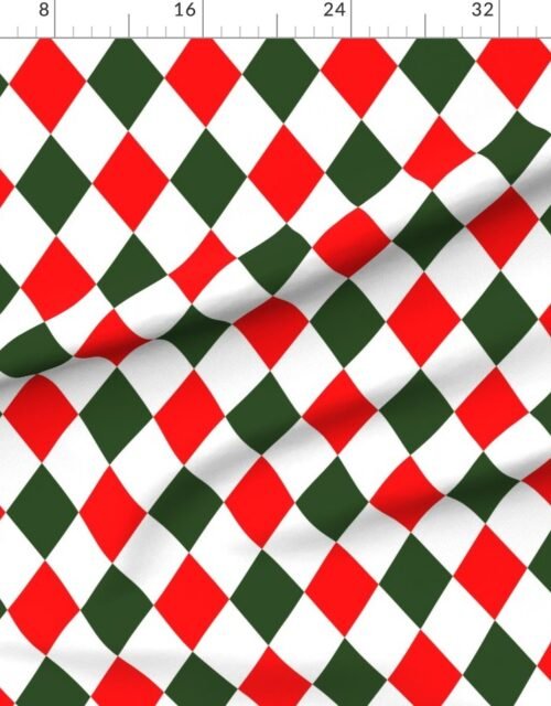 4 inch Bold Red and Green Christmas Harlequin Checkered Pattern