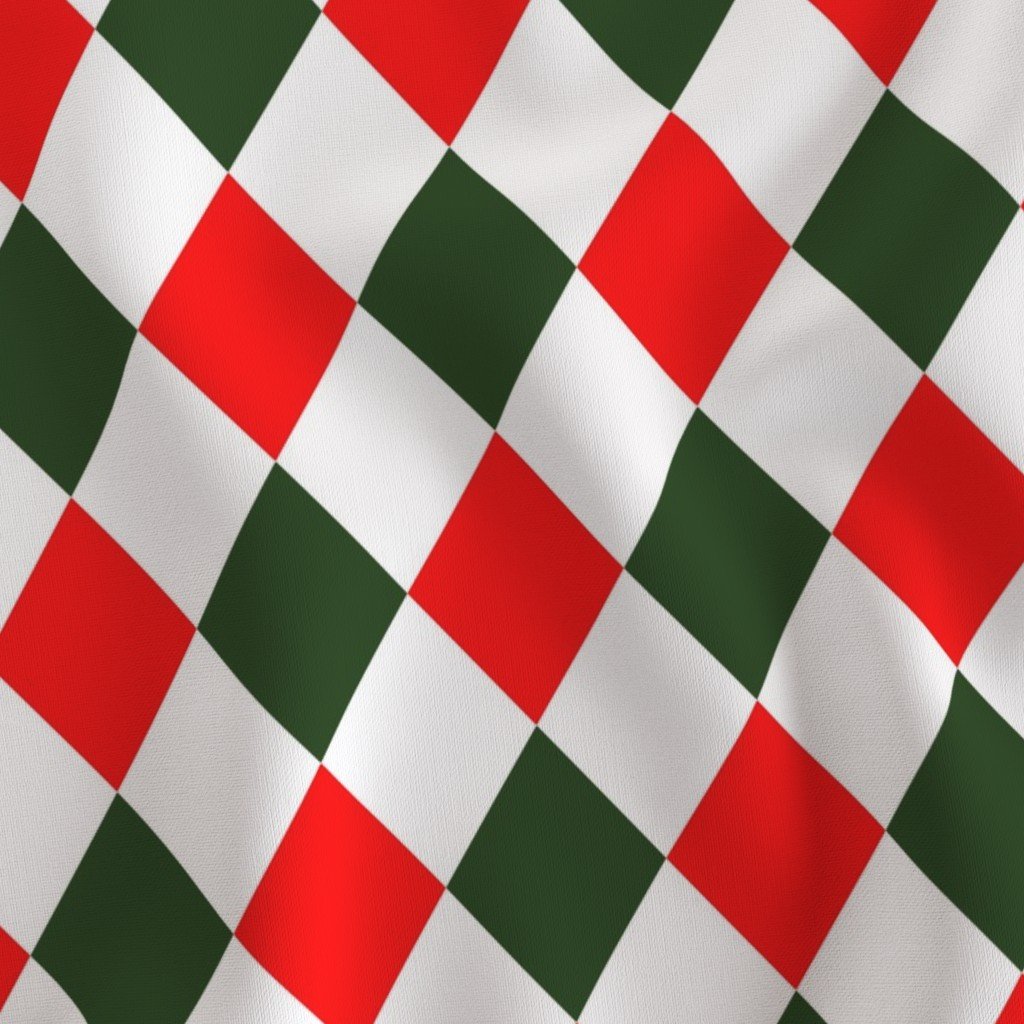 3 inch Bold Red and Green Christmas Harlequin Checkered Pattern