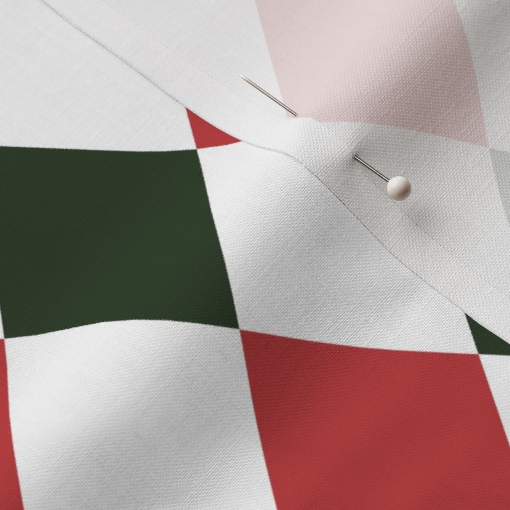 Fabric in 2 inch Vintage Cranberry and Green Christmas Harlequin Checkered Pattern Fabric Fabric in 2 inch Vintage Cranberry and Green Christmas Harlequin Checkered Pattern Fabric - Image 3