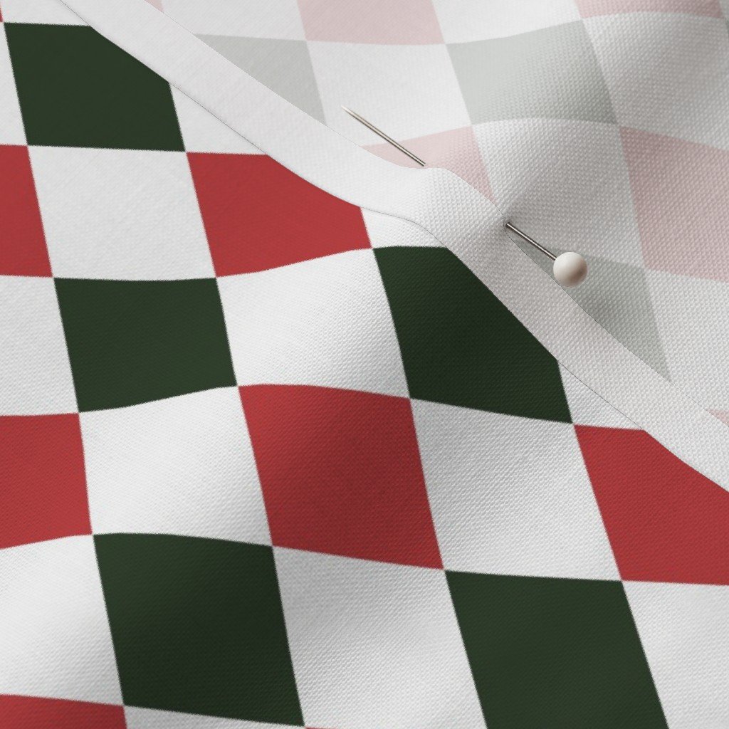 Fabric in 1 inch Vintage Cranberry and Green Christmas Harlequin Checkered Pattern Fabric Fabric in 1 inch Vintage Cranberry and Green Christmas Harlequin Checkered Pattern Fabric - Image 3