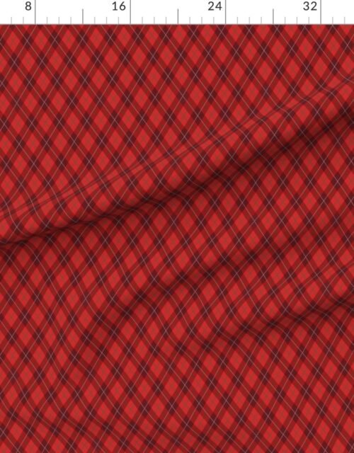 Fabric in Red Green and White Seasonal Christmas Argyle Plaid Fabric