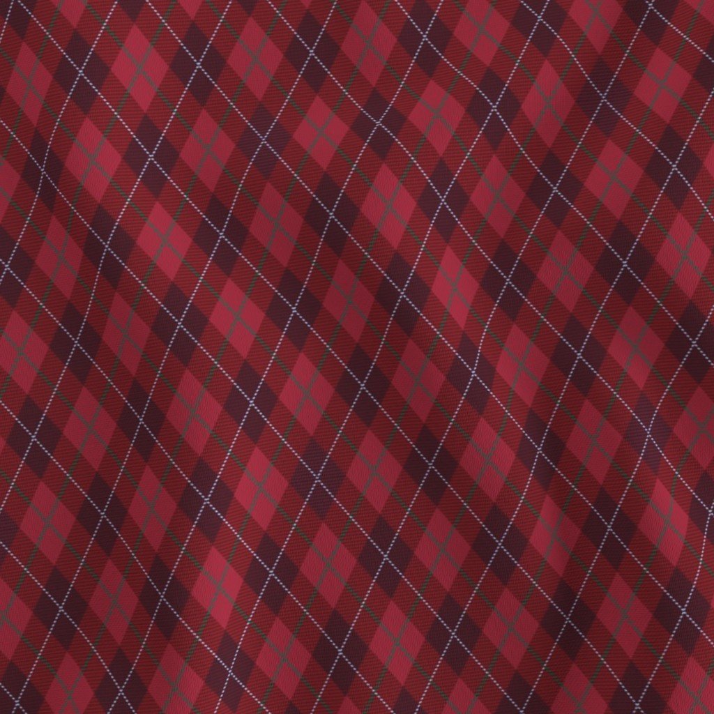 Cranberry Red Green and White Argyle Christmas Plaid