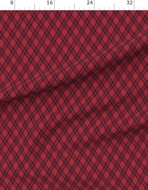 Cranberry Red Green and White Argyle Christmas Plaid