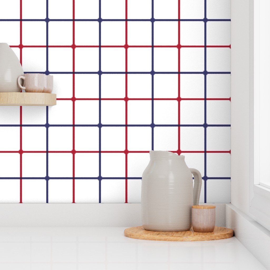 Large Patriotic Optical Illusion Check in USA Red White and Blue Wallpaper