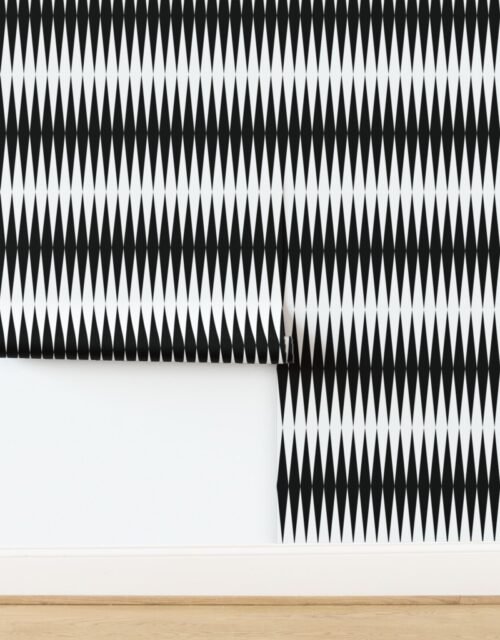 1 inch Modern Black and White Backgammon Geometric Diamond Pattern Wallpaper