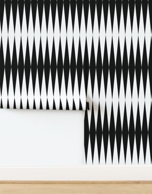 2 inch Modern Black and White Backgammon Geometric Diamond Pattern Wallpaper