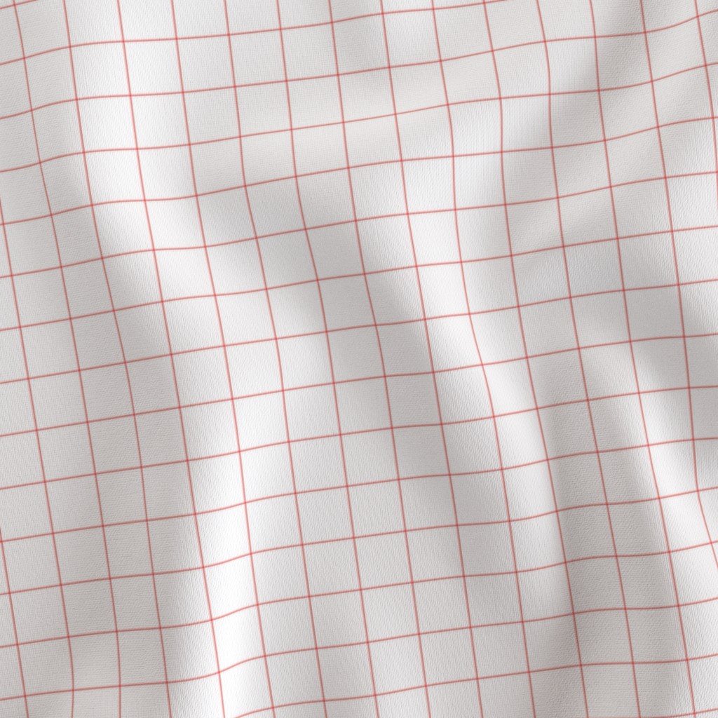 1 Inch Grid Line Pattern with Candy Red Lines on White