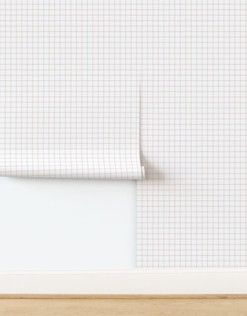 1 Inch Grid Line Pattern with Candy Red Lines on White Wallpaper