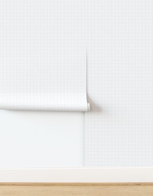1 Inch Grid Line Pattern with Cotton Candy Pink Lines on White Wallpaper