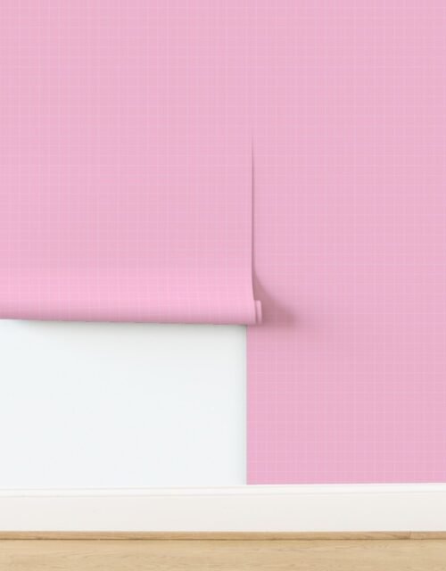 1 Inch Grid Line Pattern with White Lines on Cotton Candy Pink Wallpaper