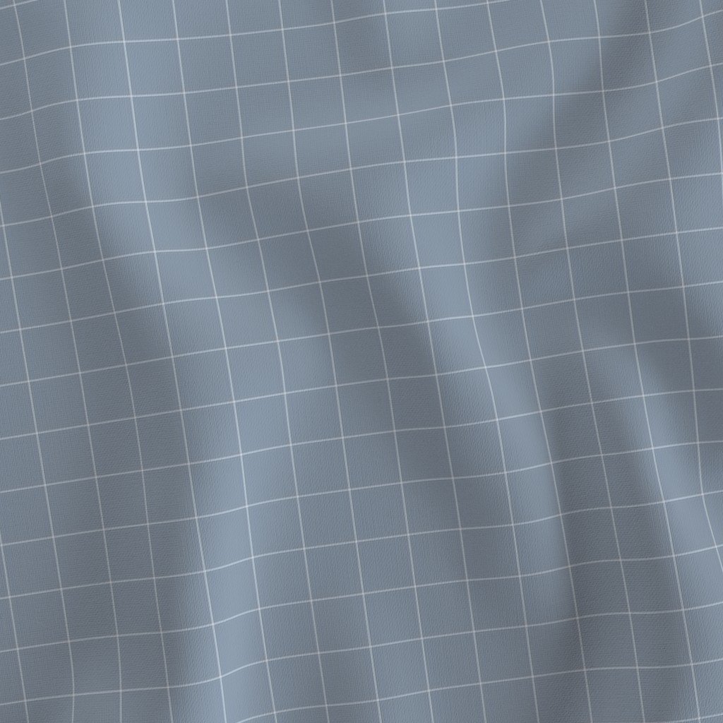 1 Inch Grid Line Pattern with White Lines on Dusty Blue