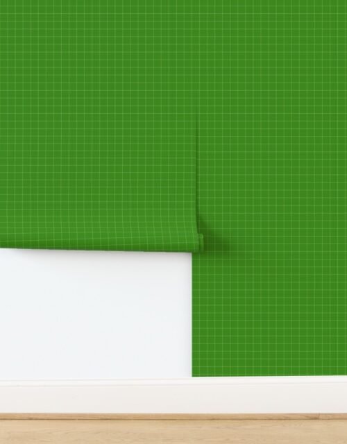 1 Inch Grid Line Pattern with White Lines on Christmas Green Wallpaper